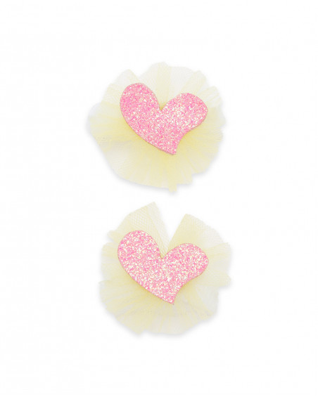 Set 2 coleteros amarillos corazones niña Set 2 coleteros amarillos corazones niña