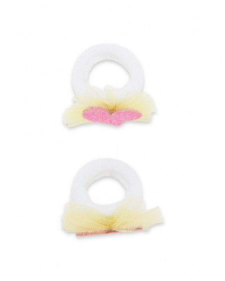 Set 2 coleteros amarillos corazones niña Set 2 coleteros amarillos corazones niña