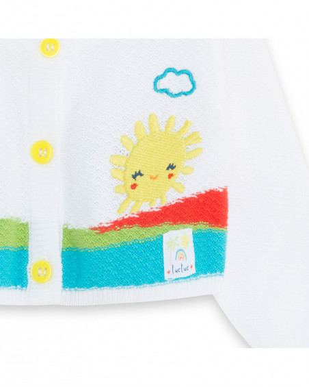 Chaqueta tricot blanca con estampado paisaje recien nacido niña