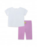 Camiseta manga corta blanca camaleón y legging pirata malva Camiseta manga corta blanca camaleón y legging pirata malva