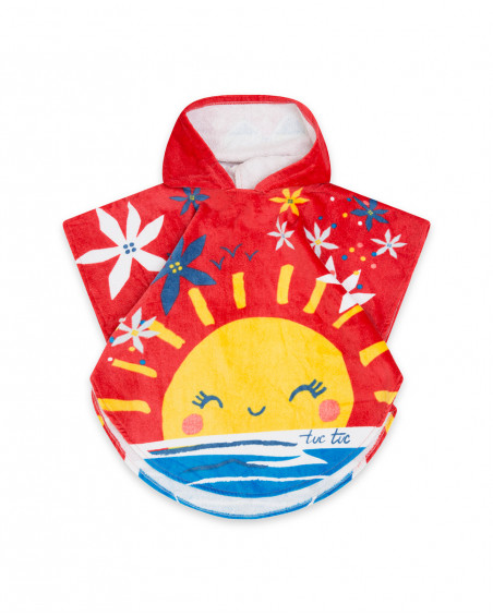 Poncho baño naranja estampado sol niña Poncho baño naranja estampado sol niña