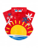 Poncho baño naranja estampado sol niña Poncho baño naranja estampado sol niña