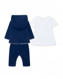 Conjunto 3 piezas de felpa y punto a rayas azul y blanco recien Conjunto 3 piezas de felpa y punto a rayas azul y blanco recien