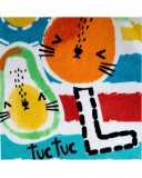 Poncho baño rayas multicolor texto y frutas niño Poncho baño rayas multicolor texto y frutas niño