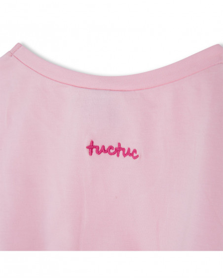 Camiseta manga corta cropped rosa niña