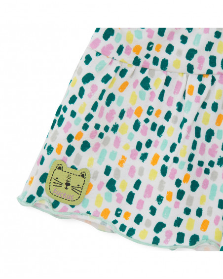 Short punto blanco estampado puntos de colores niña Short punto blanco estampado puntos de colores niña