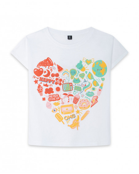 Camiseta manga corta nath kids by tuc tuc blanca corazón niña