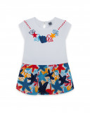 Vestido combinado manga corta blanco y estampado estrellas de Vestido combinado manga corta blanco y estampado estrellas de