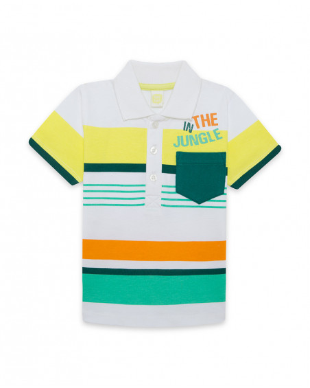 Polo manga corta blanco rayas de colores niño Polo manga corta blanco rayas de colores niño