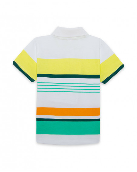 Polo manga corta blanco rayas de colores niño Polo manga corta blanco rayas de colores niño