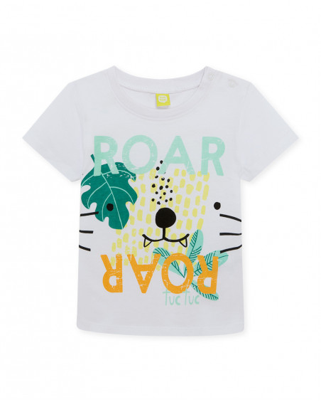 Camiseta manga corta blanca leopardo niño