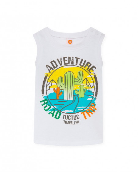 Camiseta sin mangas blanca cactus niño Camiseta sin mangas blanca cactus niño