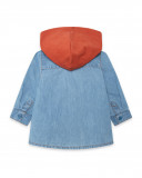 Camisa azul denim con capucha naranja teja niño Camisa azul denim con capucha naranja teja niño