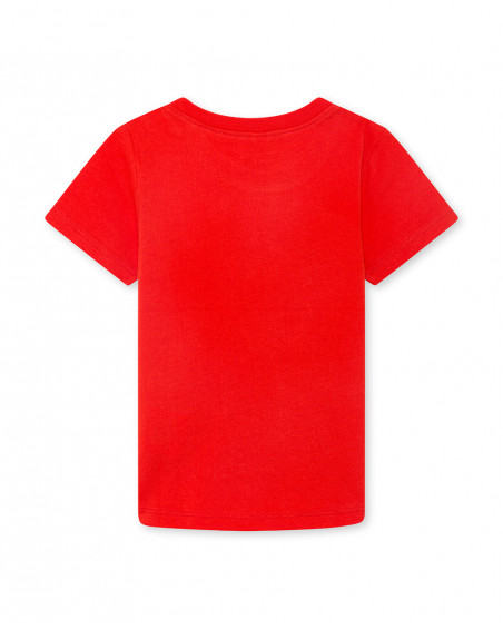 Camiseta punto manga corta roja serpiente niño