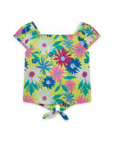 Blusa popelín manga corta verde estampado flores niña Blusa popelín manga corta verde estampado flores niña