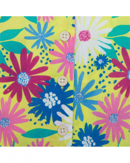 Blusa popelín manga corta verde estampado flores niña Blusa popelín manga corta verde estampado flores niña