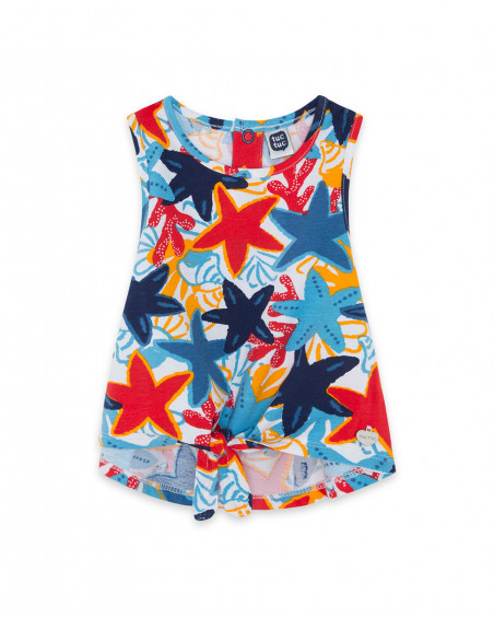 Camiseta sin mangas estampado estrellas de mar multicolor niña