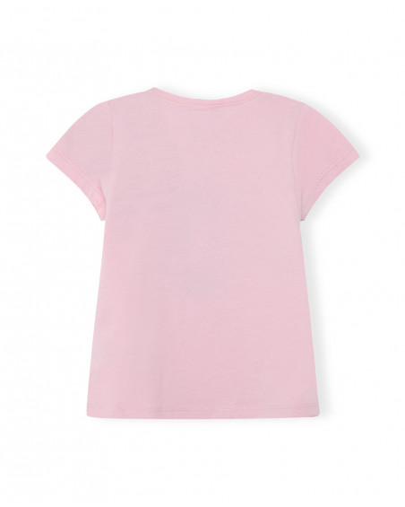 Camiseta punto manga corta rosa jirafa niña