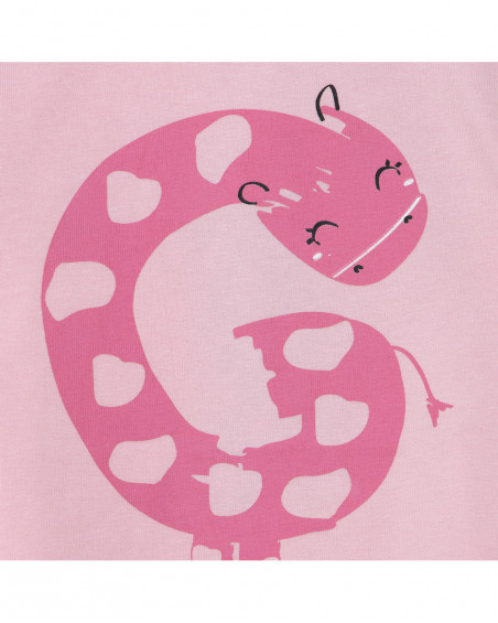 Camiseta punto manga corta rosa jirafa niña
