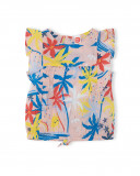 Blusa popelín sin mangas rosa estampado playa y volantes niña Blusa popelín sin mangas rosa estampado playa y volantes niña