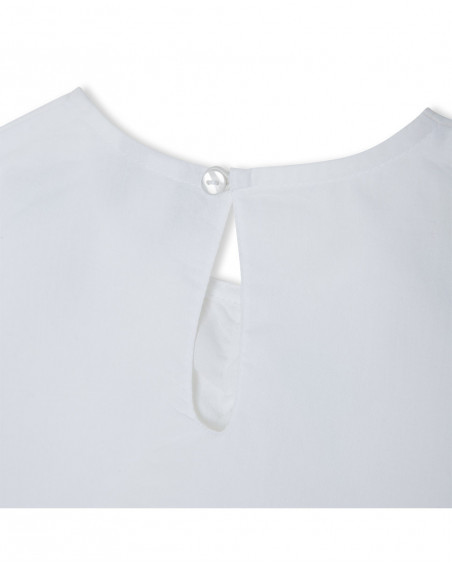 Blusa popelín manga corta blanca botones niña