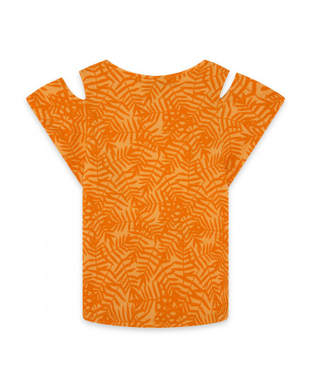 Camiseta sin mangas naranja flor niña