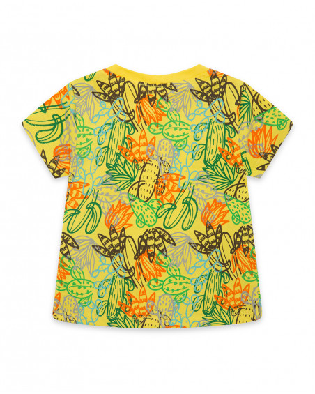 Camiseta manga corta amarilla estampada cactus niño