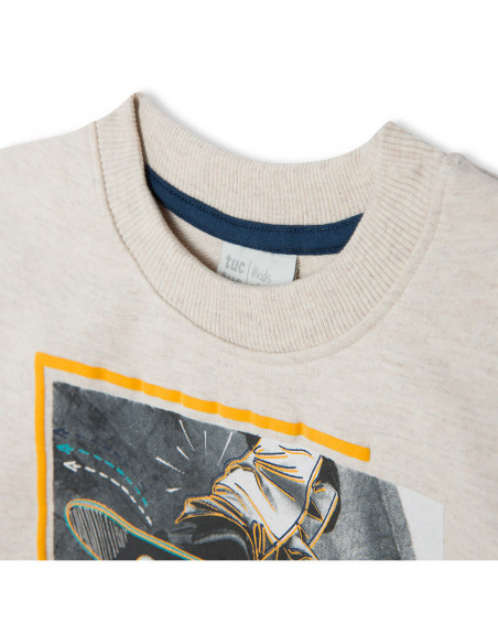 Sudadera felpa cerrada beige skate niño Sudadera felpa cerrada beige skate niño