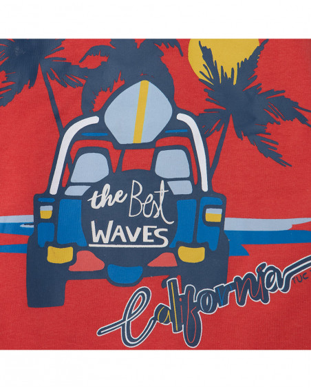 Camiseta manga corta coche coral niño