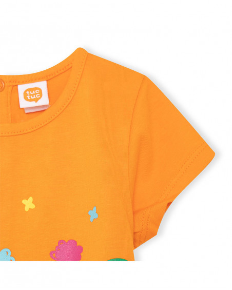 Camiseta manga corta naranja cactus niña