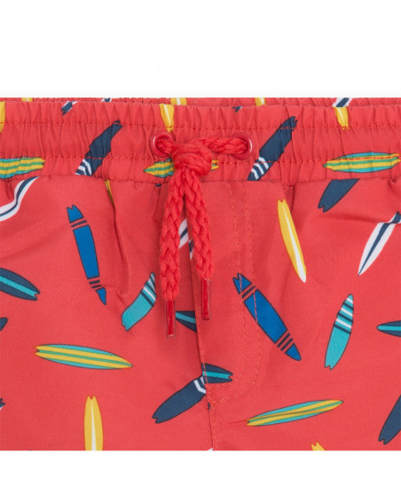 Bermuda baño coral con estampado tablas surf niño Bermuda baño coral con estampado tablas surf niño