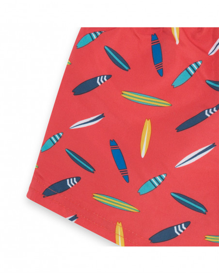 Bermuda baño coral con estampado tablas surf niño Bermuda baño coral con estampado tablas surf niño