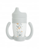 Taza evolutiva con asas y tetina silicona tuctuc&friends gris Taza evolutiva con asas y tetina silicona tuctuc&friends gris