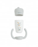 Taza evolutiva con asas y tetina silicona tuctuc&friends gris Taza evolutiva con asas y tetina silicona tuctuc&friends gris