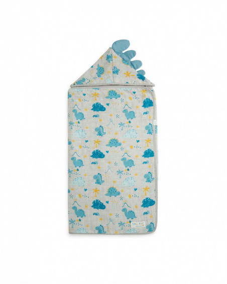 Capa baño muselina bambú + rizo hello dino azul Capa baño muselina bambú + rizo hello dino azul