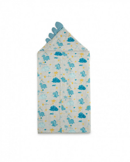 Capa baño muselina bambú + rizo hello dino azul Capa baño muselina bambú + rizo hello dino azul