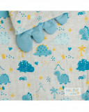 Capa baño muselina bambú + rizo hello dino azul Capa baño muselina bambú + rizo hello dino azul