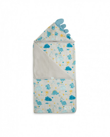 Capa baño muselina bambú + rizo hello dino azul Capa baño muselina bambú + rizo hello dino azul
