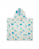Poncho baño muselina bambú + rizo hello dino azul Poncho baño muselina bambú + rizo hello dino azul