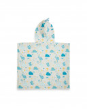 Poncho baño muselina bambú + rizo hello dino azul Poncho baño muselina bambú + rizo hello dino azul