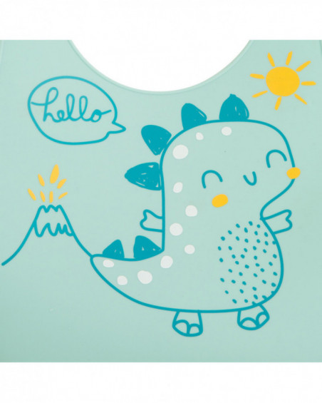 Babero silicona plegable hello dino azul Babero silicona plegable hello dino azul
