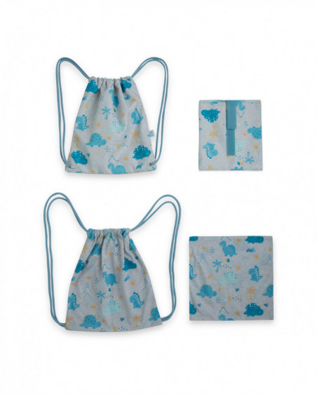 Set merienda bolsa+servilleta+lunch hello dino gris Set merienda bolsa+servilleta+lunch hello dino gris