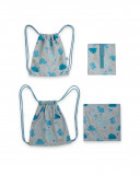 Set merienda bolsa+servilleta+lunch hello dino gris Set merienda bolsa+servilleta+lunch hello dino gris
