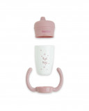Taza evolutiva con asas y tetina silicona little forest rosa Taza evolutiva con asas y tetina silicona little forest rosa