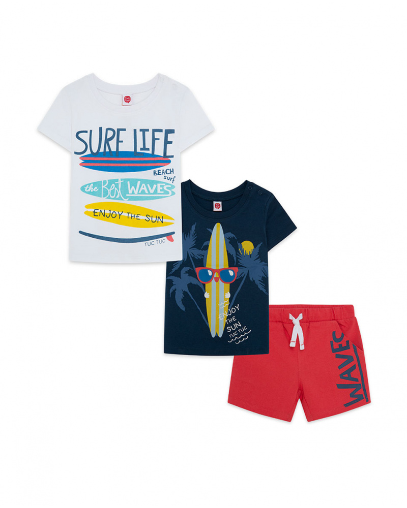 Tuc Tuc Boys Camiseta Punto+Bermuda Felpa Niño Happy Clothing Set