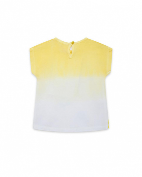 Camiseta manga corta amarilla flores niña