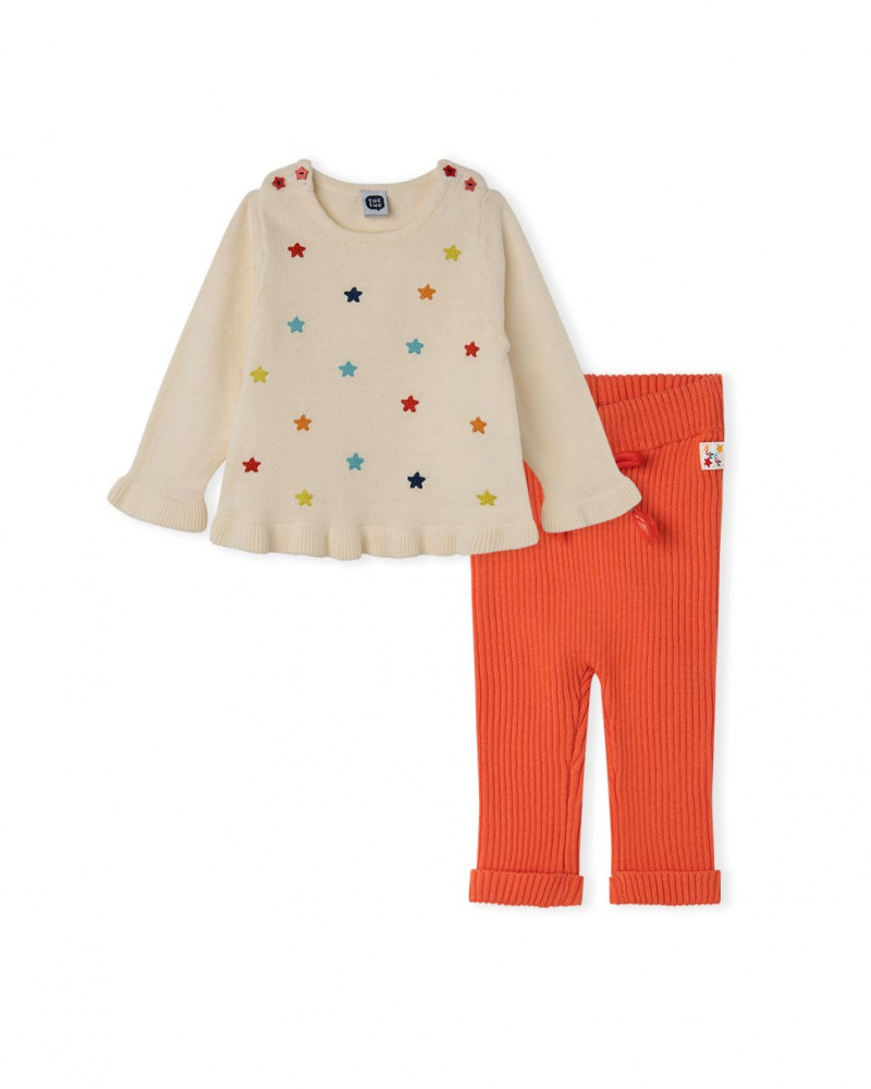 Pull En Tricot Blanc Et Legging Fille Stars Collectors