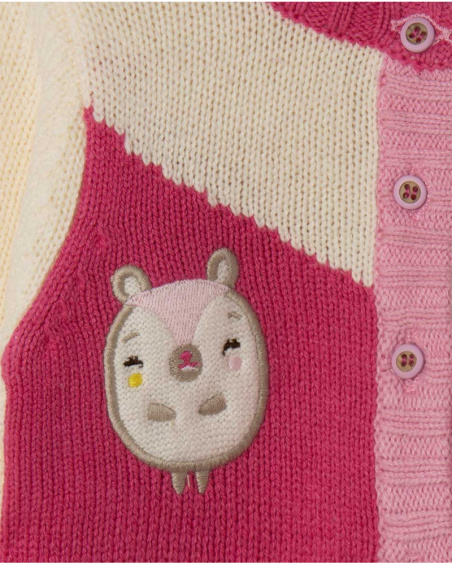 Veste En Tricot Fille Rose Et Blanc Woodland Veste En Tricot Fille Rose Et Blanc Woodland