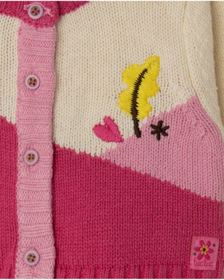 Veste En Tricot Fille Rose Et Blanc Woodland Veste En Tricot Fille Rose Et Blanc Woodland