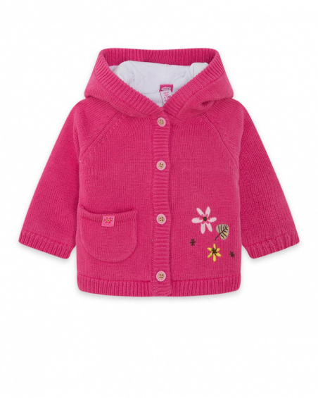 Fille Rose Tricot Veste Woodland Fille Rose Tricot Veste Woodland